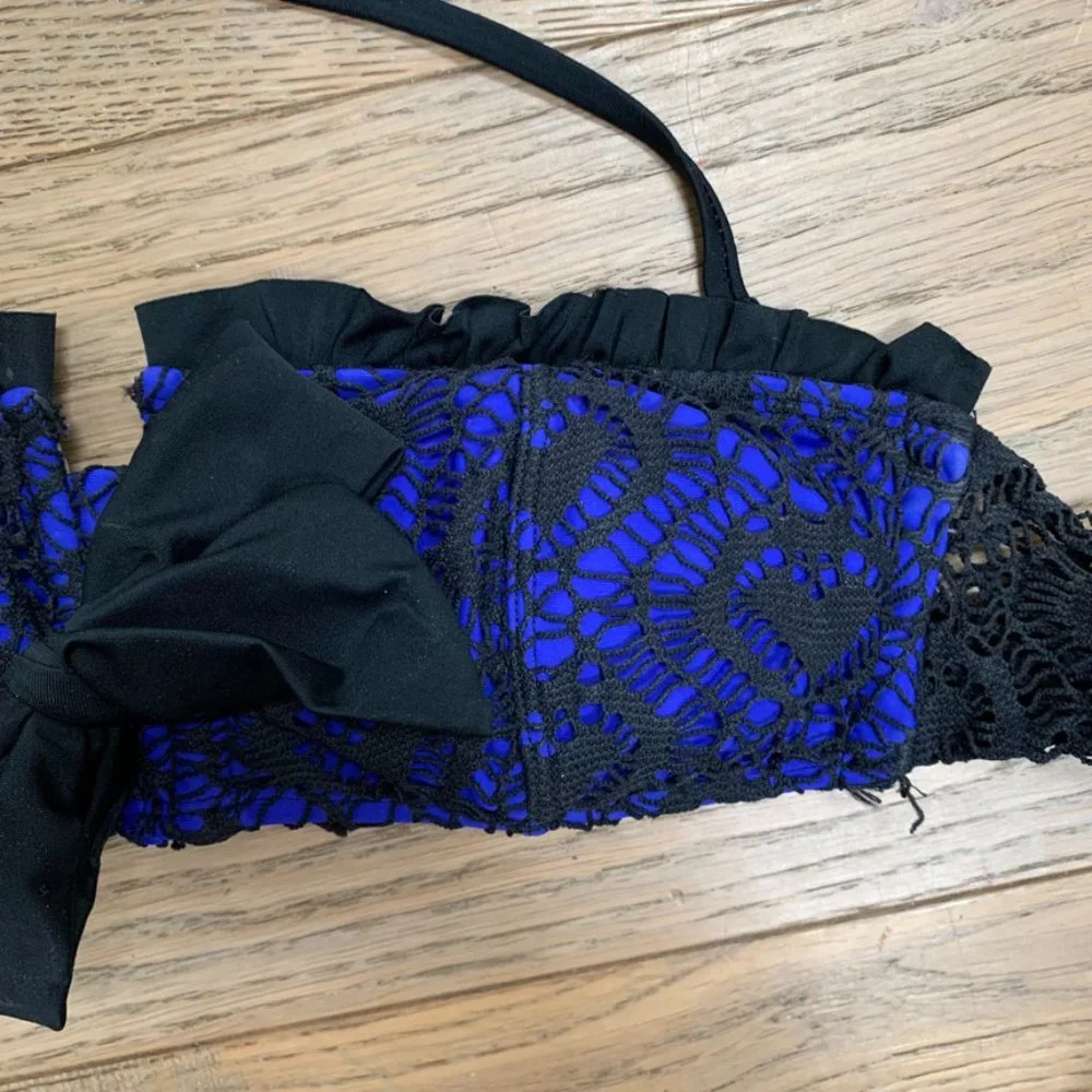Betsey Johnson Love Lace Crochet Matching Bikini Set - Picture 14 of 16